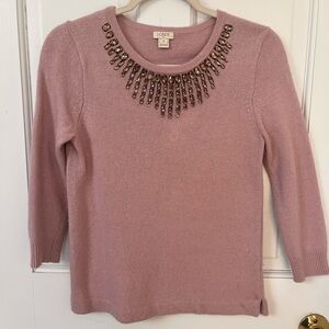 J. Crew Embellished  Soft Pink Knit Sweater